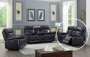 Power Recliner Set - 3 Piece with Genuine Leather - Grey