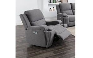 Power Recliner Set - 3 Piece with Soft Fabric - Grey