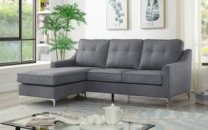 Fabric Sectional with Reversible Chaise - Grey