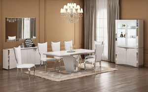 Kitchen Set with Gloss Lacquered Finish Top - 7 pc - White