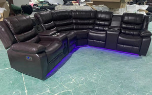 Power Recliner Corner Sectional with Air Leather - Dark Brown