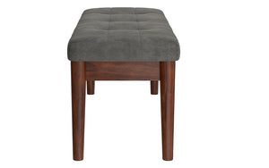 Velvet Fabric Bench with Solid Wood Legs - Charcoal | Mustard