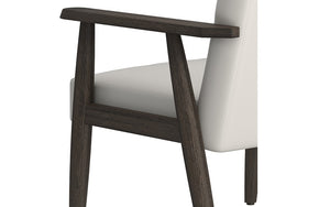 Accent Chair Leather with Solid Wood Legs - Grey-Beige
