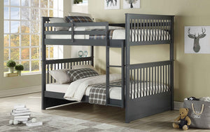 Bunk Bed - Double over Double Mission Style with or without Drawers Solid Wood - Grey