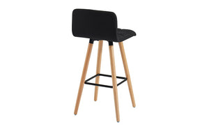 Bar Stool With Fabric & Wooden Legs - Grey | Charcoal | Black - Set of 2 pc (26'' Counter Height)