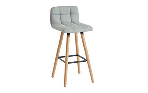 Bar Stool With Fabric & Wooden Legs - Grey | Charcoal | Black - Set of 2 pc (26'' Counter Height)