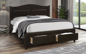 Platform Bed with Wood and 2 Drawers - Espresso
