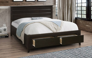 Platform Bed with Wood and 2 Drawers - Espresso