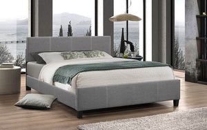 Platform Bed Linen Style Fabric with Adjustable Height - Light Grey