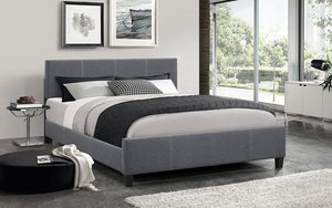 Platform Bed Linen Style Fabric with Adjustable Height - Dark Grey