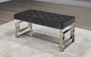 Velvet Fabric Bench with Chrome Legs - Black | Grey 