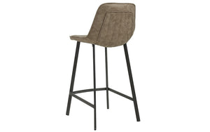 Bar Stool With Suede Fabric Seat & Metal Legs - Brown | Grey - Set of 2 pc (26'' Counter Height)