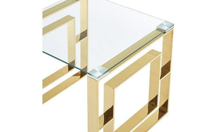 Coffee Table Set with Glass Top - 3 pc - Gold