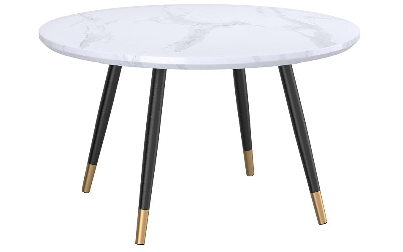Coffee Table with Round Marble Top – White & Black