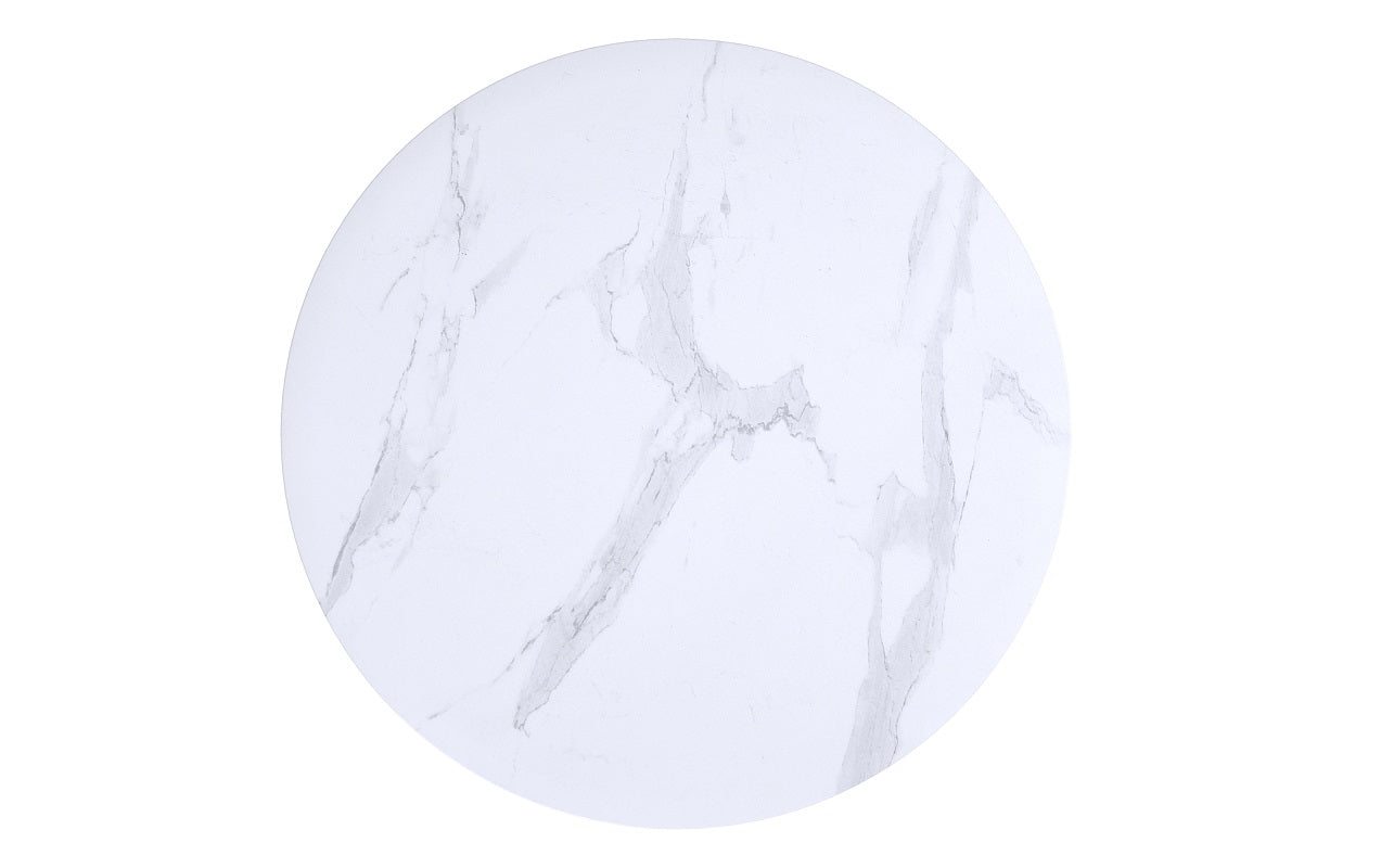 Coffee Table with Round Marble Top – White & Black