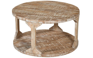 Coffee Table with Round Solid Wood - Distressed Natural
