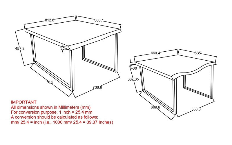 Coffee Nesting Table Set with Iron Leg – Natural & Black