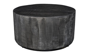 Coffee Table with Round Solid Wood - Distressed Grey