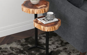 End Table with Solid Wood - Natural & Black
