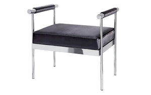 Velvet Fabric Bench with Stainless Steel Legs - Black | Grey | Charcoal