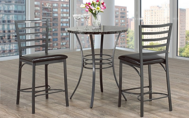 Pub Set with Chairs - 3 pc - Black | Grey