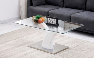 Glass Table Top with Stainless Steel Legs - Chrome | White