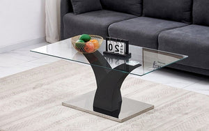 Glass Table Top with Stainless Steel Legs - Chrome | Black
