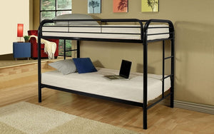 Bunk Bed - Twin over Twin with Metal - Black | White | Grey