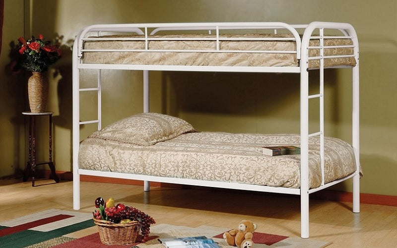 Bunk Bed - Twin over Twin with Metal - Black | White | Grey