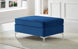 Velvet Fabric Sectional with Reversible Chaise - Blue