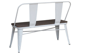Solid Wood Bench with Metal Legs - White
