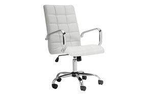 Office Chair with Fabric Full Body High Back - Ivory White