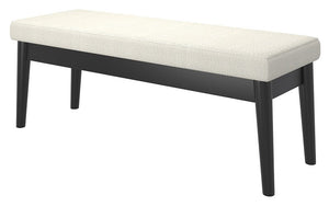Woven Fabric Bench with Solid Wood Legs - Cream | Grey