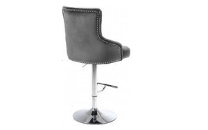 Bar Stool With Button Tufted & 360° Swivel Velvet Fabric Seat - Blue | Grey | Black