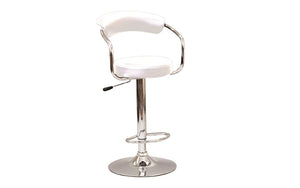 Bar Stool Curved Back with Chrome & 360° Swivel Leather Seat - Black | White | Espresso | Red - Set of 2 pc