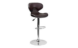 Bar Stool With Curved Back & 360° Swivel Leather Seat - White | Black | Espresso - Set of 2 pc