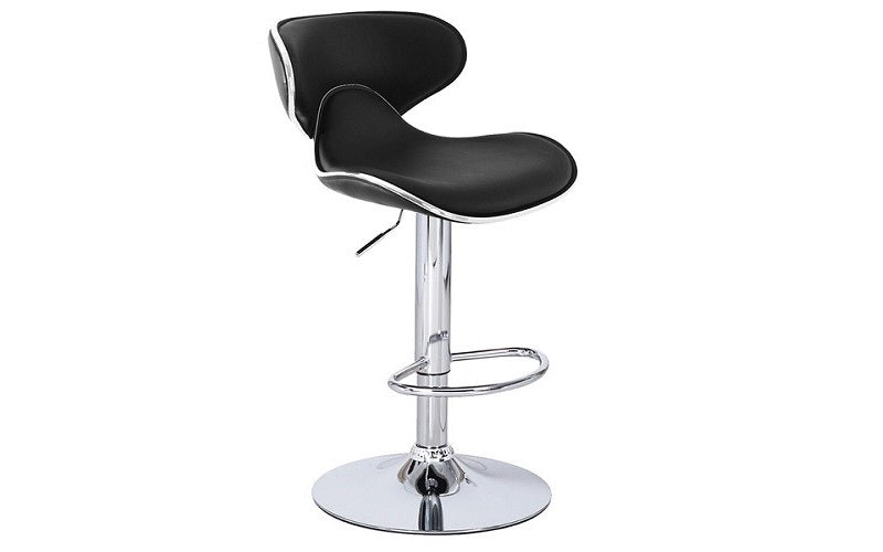 Bar Stool With Curved Back & 360° Swivel Leather Seat - White | Black | Espresso - Set of 2 pc