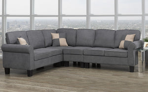 Fabric Sectional with Love Seat - Grey