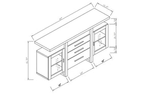 Buffet or Cabinet with 3 Drawers - Walnut Oak