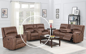 Power Recliner Set - 3 Piece with Air Suede Fabric - Cognac