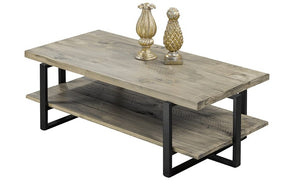 Coffee Table Set with Shelf - 3 pc - Black | Distressed Grey
