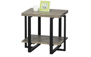 Coffee Table Set with Shelf - 3 pc - Black | Distressed Grey