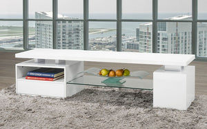 TV Stand with Shelf and Drawer - White