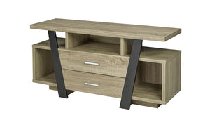 TV Stand with Shelf and Drawers - Taupe & Black