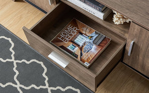 TV Stand with Shelf-Drawer & Cabinets - Walnut Oak