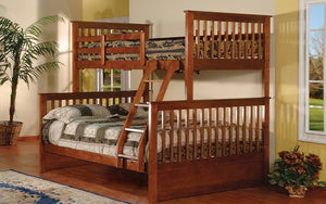 Bunk Bed - Twin over Double Mission Style with or without Drawers Solid Wood - Walnut