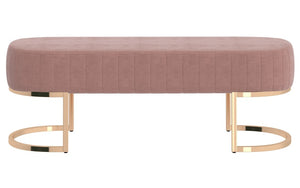 Velvet Fabric Bench with Metal Gold Legs - Dusty Rose | Grey