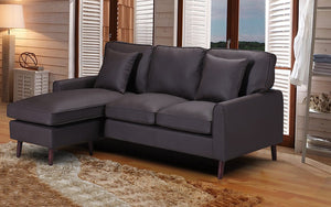 Leather Sectional with Reversible Chaise - Brown