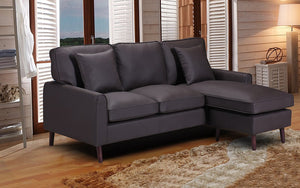 Leather Sectional with Reversible Chaise - Brown