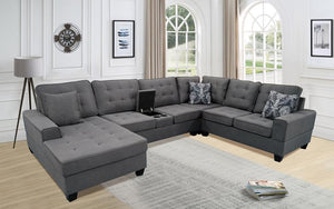 Fabric Sectional Corner Shaped with Reversible Chaise - Dark Grey | Light Grey. Hospitality & Commercial Grade Sofa, Love Seat, and Sectional